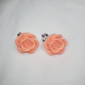 Pink rose earrings